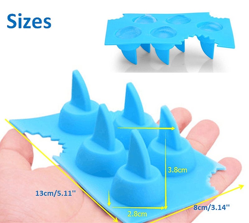 KASIMO Novelty Silicone Diy Mould Shark Fin Chocolate Jello Mould Mold Ice Cube Tray Tool freeze Maker 2 Pack From KASIMO Blue - Image 2